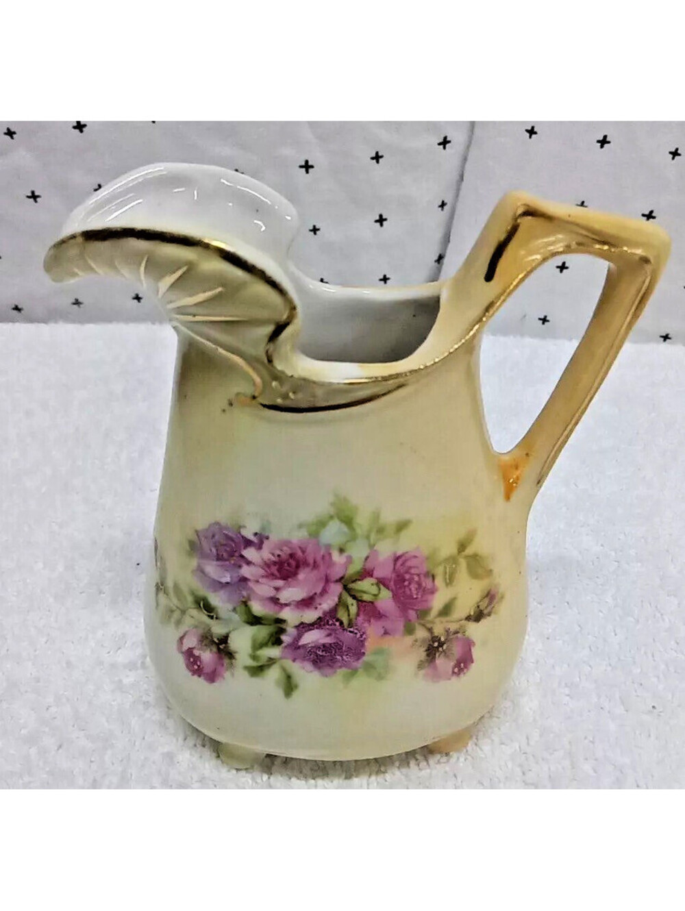 Antique 1890-1921 Floral Flower Creamer - Made in Austria - 4 Inches Tall